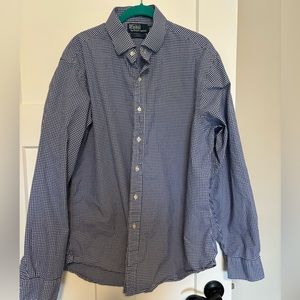 Polo Ralph Lauren Men’s  Gingham Shirt. Blue /white check neck size 17.5 (36/37)